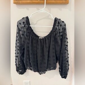 Francesca's Collections Black Textured Blouse